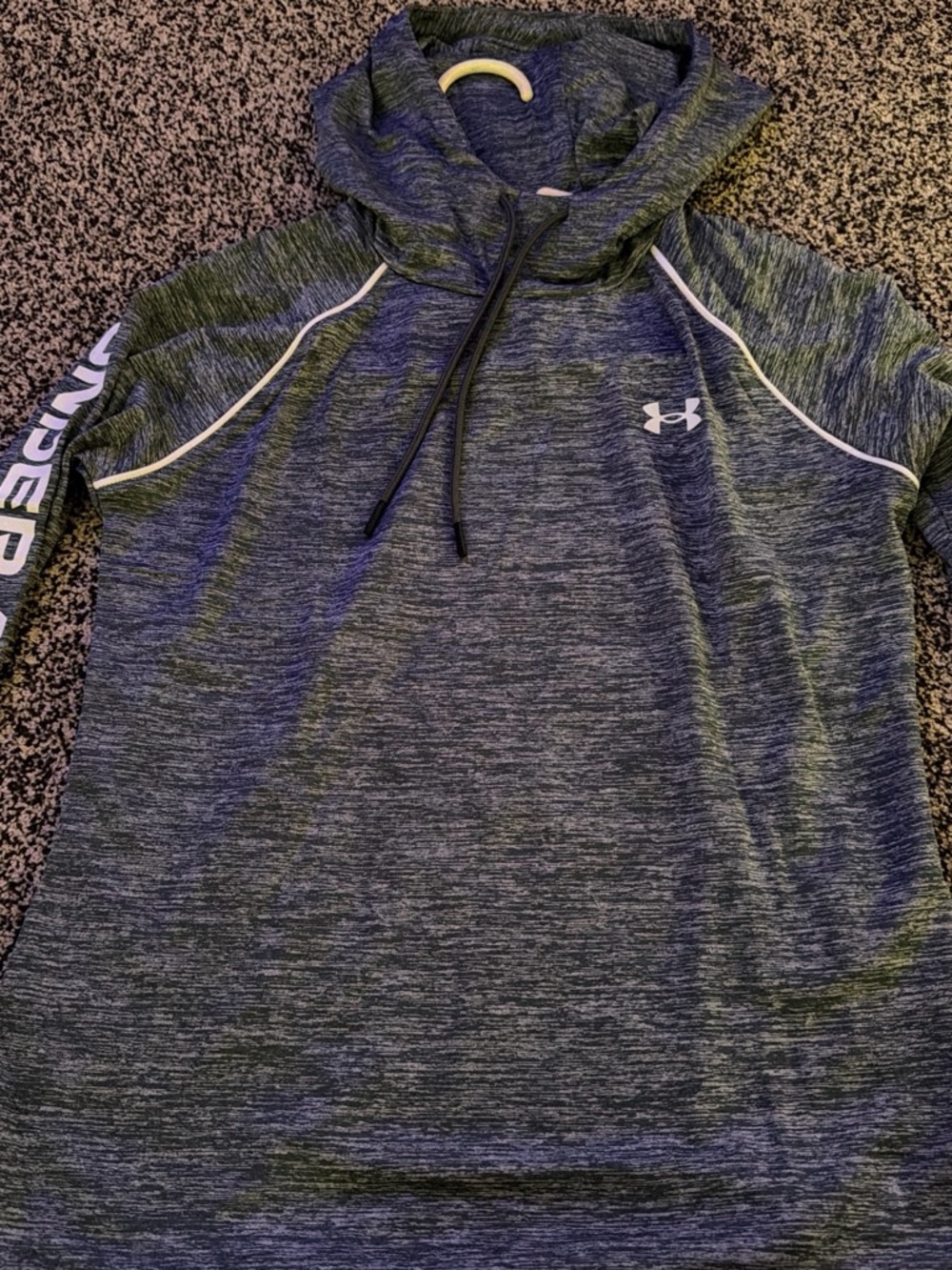 Under Armour Boys' Grey Heather Hooded Pullover with White Piping